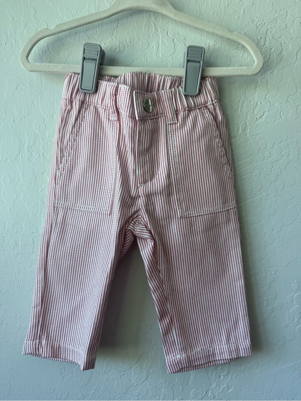 Jacadi Red and White Striped Seersucker Kids Pants